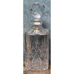Atlantis Hand-blown Hand Cut Heavy Crystal Whiskey Decanter W/ Faceted Stopper